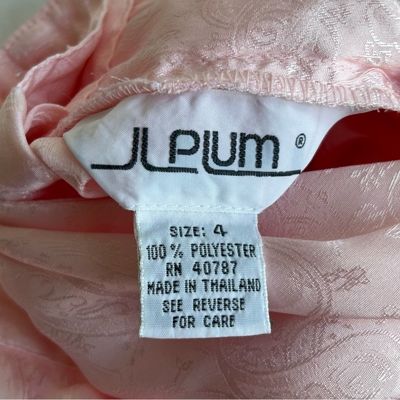 Vintage JL Plum Silky Damask Shell Pink High Neck Blouse - Picture 10 of 14